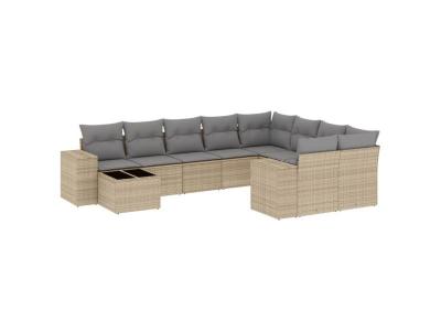 VIDAXL  Salon De Jardin Avec Coussins 10 Pcs Beige R&eacute;sine Tress&eacute;e