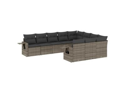 Salon de jardin 9 pcs avec coussins noir résine tressée vidaXL | Leroy
