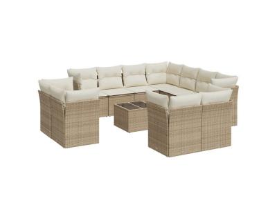 VIDAXL  Salon de jardin 12 pcs - Beige r&eacute;sine tress&eacute;e