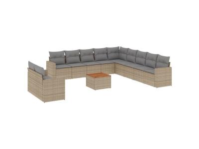 VIDAXL  Salon jardin modulaire 12 pcs - Beige r&eacute;sine tress&eacute;e