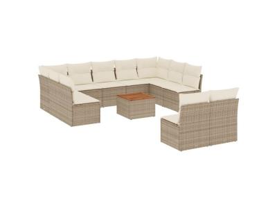VIDAXL  Salon de jardin 12 pcs - Beige - R&eacute;sine tress&eacute;e