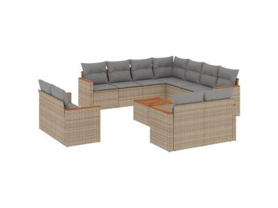 VIDAXL Salon de jardin  r&eacute;sine tress&eacute;e - Beige - 12 pi&egrave;ces
