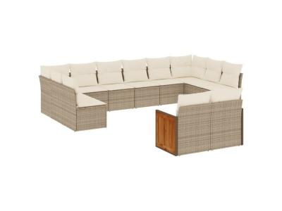 VIDAXL  Salon de jardin 12 pi&egrave;ces avec coussins beiges