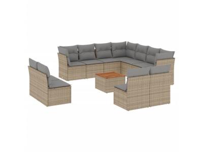 VIDAXL  Salon de jardin avec coussins 12 pcs beige