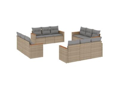 VIDAXL  Salon De Jardin Avec Coussins 12 Pcs Beige R&eacute;sine Tress&eacute;e
