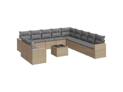 VIDAXL Salon de jardin modulable resine tressee beige 12 pieces 65.5 x 62 x 37 cm