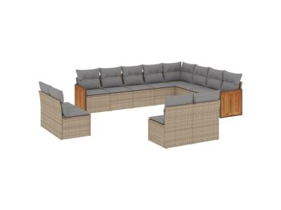 VIDAXL  Salon De Jardin Avec Coussins 12 Pcs Beige R&eacute;sine Tress&eacute;e