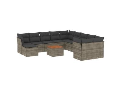 VIDAXL  Salon De Jardin Avec Coussins 12 Pcs Gris R&eacute;sine Tress&eacute;e