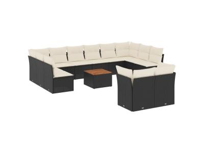 VIDAXL  Salon de jardin 13 pcs - Noir r&eacute;sine tress&eacute;e
