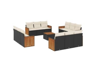 VIDAXL Salon de jardin  - 13 pcs noir r&eacute;sine tress&eacute;e
