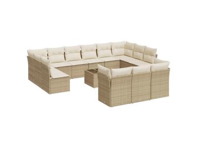 VIDAXL Salon de jardin  14 pi&egrave;ces beige