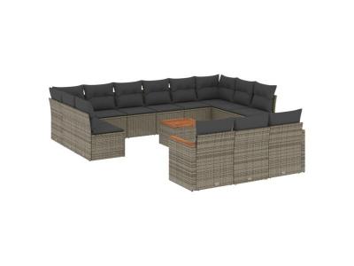 VIDAXL Salon de jardin modulable resine tressee 14 pieces 12 personnes 62 x 62 x 69 cm gris