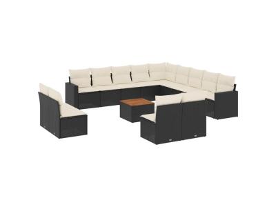 VIDAXL Salon de jardin modulable rotin 12 personnes 14 pieces 62 x 62 x 69 cm noir