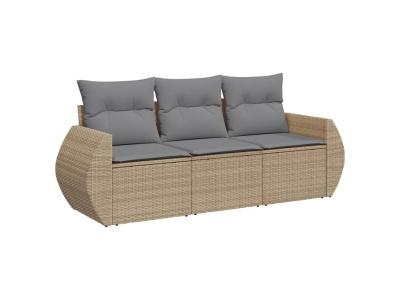 Salon de jardin avec coussins 4 pcs beige résine tressée vidaXL 3258306