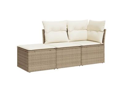 VIDAXL  Salon de jardin avec coussins 3 pcs - Beige