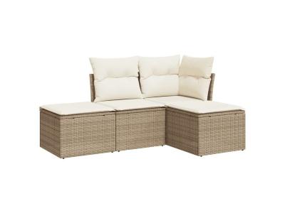 VIDAXL  Salon De Jardin Avec Coussins 4 Pcs Beige R&eacute;sine Tress&eacute;e