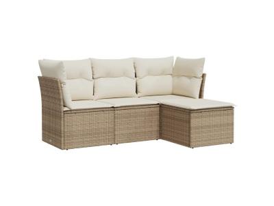 VIDAXL  Salon de jardin 4 pcs avec coussins - Beige