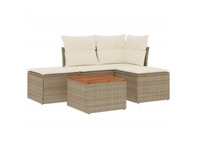 VIDAXL  Salon De Jardin Avec Coussins 5 Pcs Beige R&eacute;sine Tress&eacute;e