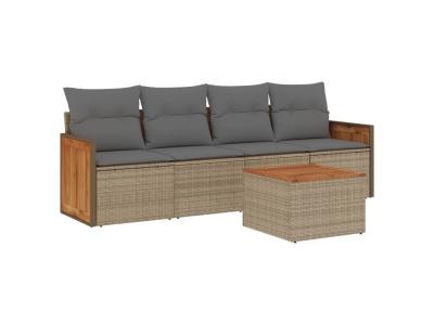 VIDAXL  Salon De Jardin Avec Coussins 5 Pcs Beige R&eacute;sine Tress&eacute;e