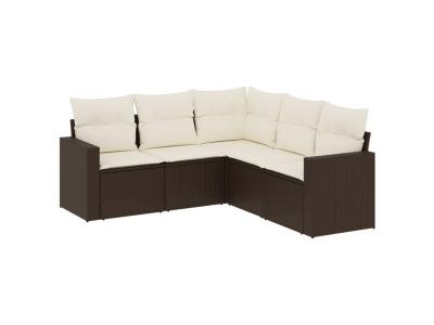 VIDAXL  - Salon de jardin avec coussins 5 pcs marron r&eacute;sine tress&eacute;e