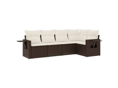 VIDAXL  Salon De Jardin Avec Coussins 5 Pcs Marron R&eacute;sine Tress&eacute;e