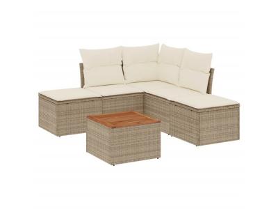 VIDAXL Salon de jardin modulable 6 pi&egrave;ces r&eacute;sine tress&eacute;e beige 5 places table fixe 62x62x69 cm
