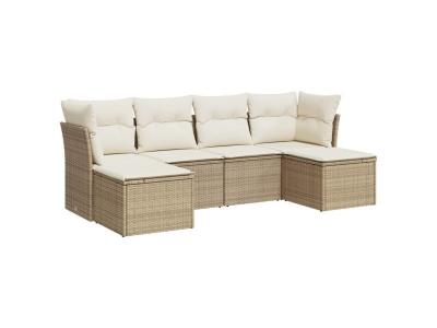 VIDAXL Salon de jardin modulable 6 pi&egrave;ces r&eacute;sine tress&eacute;e beige 6 personnes table fixe