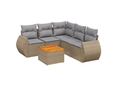 VIDAXL  Salon de jardin 6 pcs beige r&eacute;sine tress&eacute;e