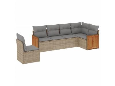 VIDAXL  Salon De Jardin Avec Coussins 6 Pcs Beige R&eacute;sine Tress&eacute;e