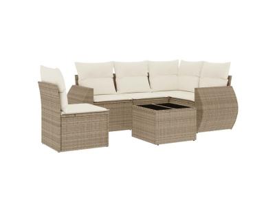 VIDAXL  Salon de Jardin avec Coussins 6 pcs, Canap&eacute;s de Terrasse, Ensemble de Meubles de Patio, Mobilier d'Ext&eacute;rieur, Beige 3221377 