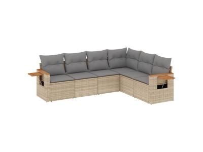 VIDAXL  Salon De Jardin Avec Coussins 6 Pcs Beige R&eacute;sine Tress&eacute;e