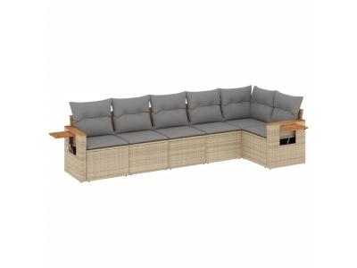 VIDAXL  Salon De Jardin Avec Coussins 6 Pcs Beige R&eacute;sine Tress&eacute;e