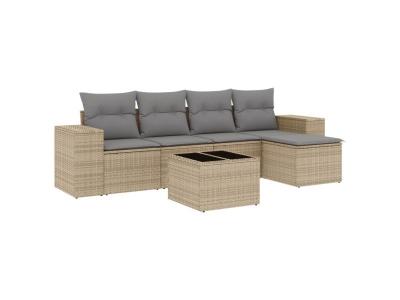 VIDAXL  Salon De Jardin Avec Coussins 6 Pcs Beige R&eacute;sine Tress&eacute;e