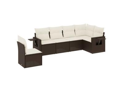 VIDAXL  Salon De Jardin Avec Coussins 6 Pcs Marron R&eacute;sine Tress&eacute;e