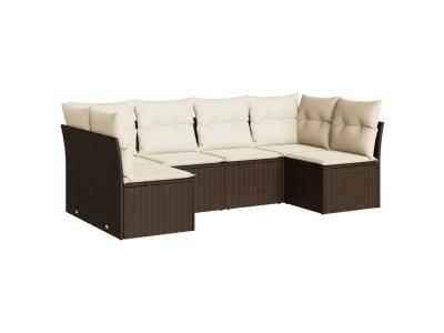 VIDAXL  Salon De Jardin Avec Coussins 6 Pcs Marron R&eacute;sine Tress&eacute;e
