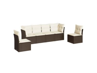 VIDAXL Salon de jardin modulable resine tressee 6 pieces marron 62 x 62 x 69 cm 6 personnes
