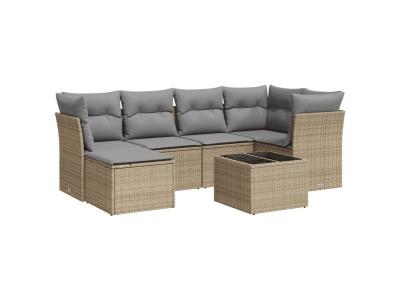 VIDAXL  Salon de jardin 7 pcs - Beige