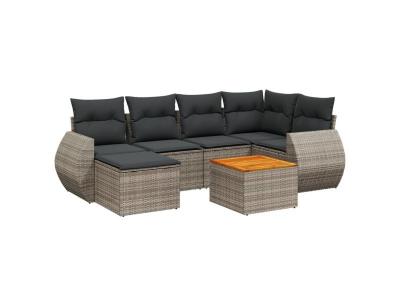 VIDAXL  Salon De Jardin Avec Coussins 7 Pcs Gris R&eacute;sine Tress&eacute;e