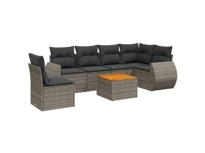VIDAXL  Salon De Jardin Avec Coussins 7 Pcs Gris R&eacute;sine Tress&eacute;e
