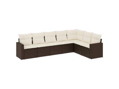 VIDAXL  Salon De Jardin Avec Coussins 7 Pcs Marron R&eacute;sine Tress&eacute;e