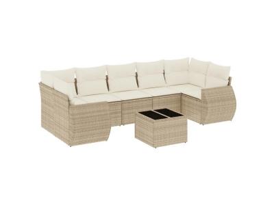 VIDAXL  Salon de Jardin avec Coussins 8 pcs - Beige / R&eacute;sine Tress&eacute;e