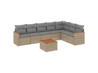 VIDAXL  Salon de jardin 8 pcs Beige R&eacute;sine tress&eacute;e