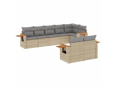 VIDAXL  Salon De Jardin Avec Coussins 8 Pcs Beige R&eacute;sine Tress&eacute;e
