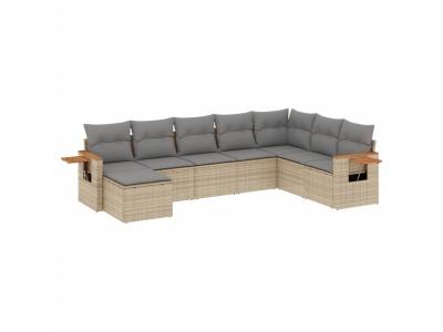 VIDAXL  Salon De Jardin Avec Coussins 8 Pcs Beige R&eacute;sine Tress&eacute;e