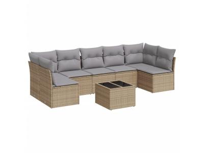 VIDAXL Salon de jardin  avec coussins 8 pcs beige r&eacute;sine tress&eacute;e