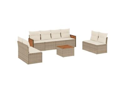 VIDAXL  Salon de jardin 9 pcs - Beige