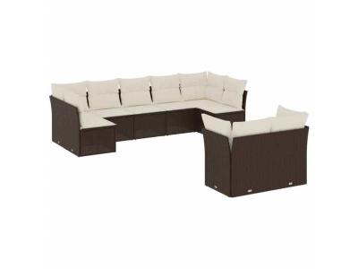 VIDAXL  Salon de jardin avec coussins - Marron