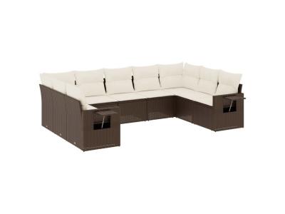 VIDAXL  Salon De Jardin Avec Coussins 9 Pcs Marron R&eacute;sine Tress&eacute;e