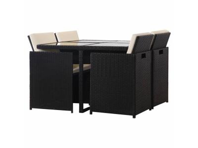 VIDAXL  - Salon de jardin encastrable 5 pcs et coussins Rotin Noir Noir