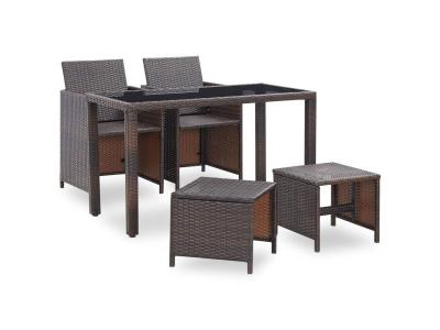 VIDAXL Salon de jardin encastrable et coussins 5 pcs Rotin Marron